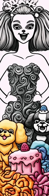 Free colorable bookmarks of a person surrounded by dogs